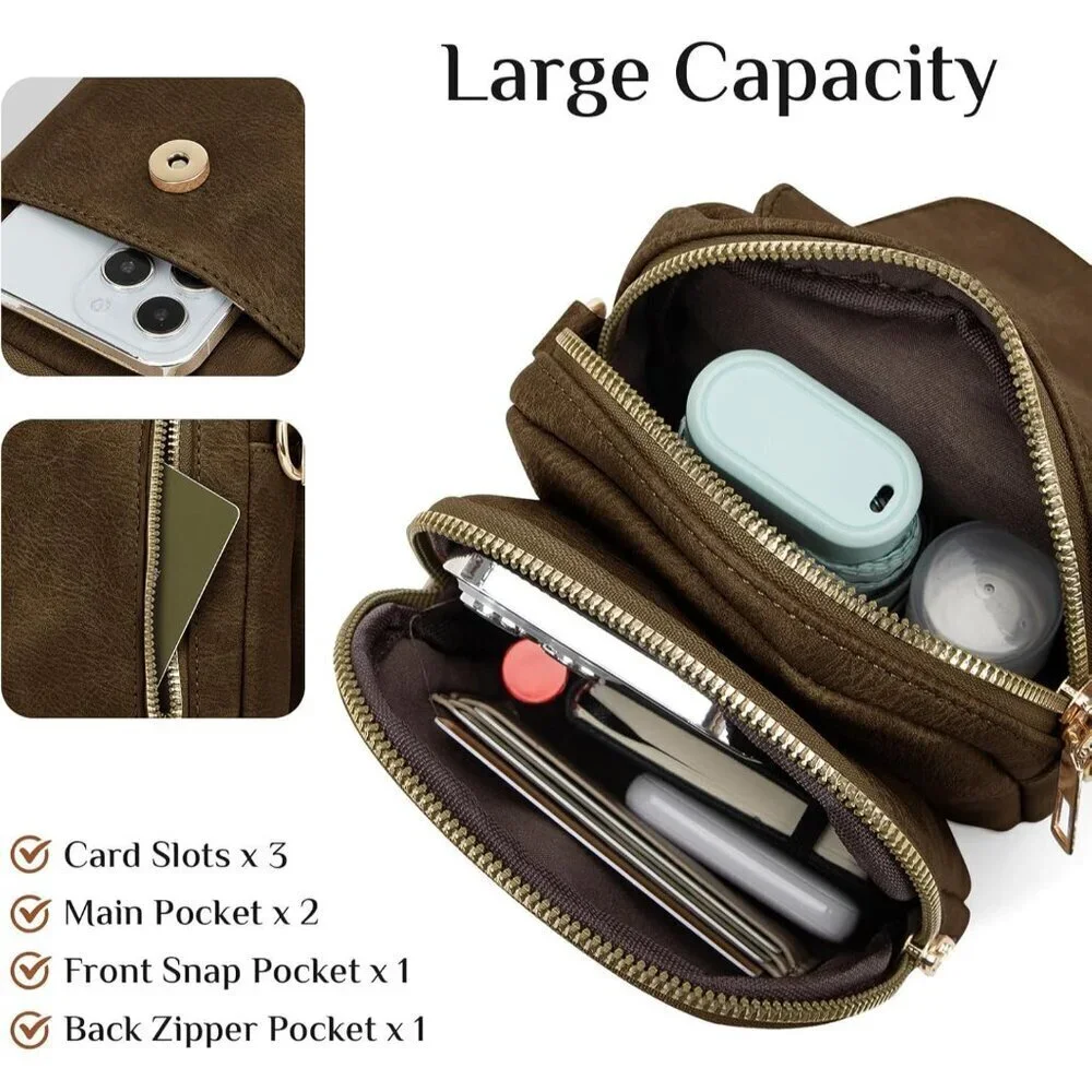 Small Crossbody Bag for Women RFID-Blocking Leather Travel Wallet